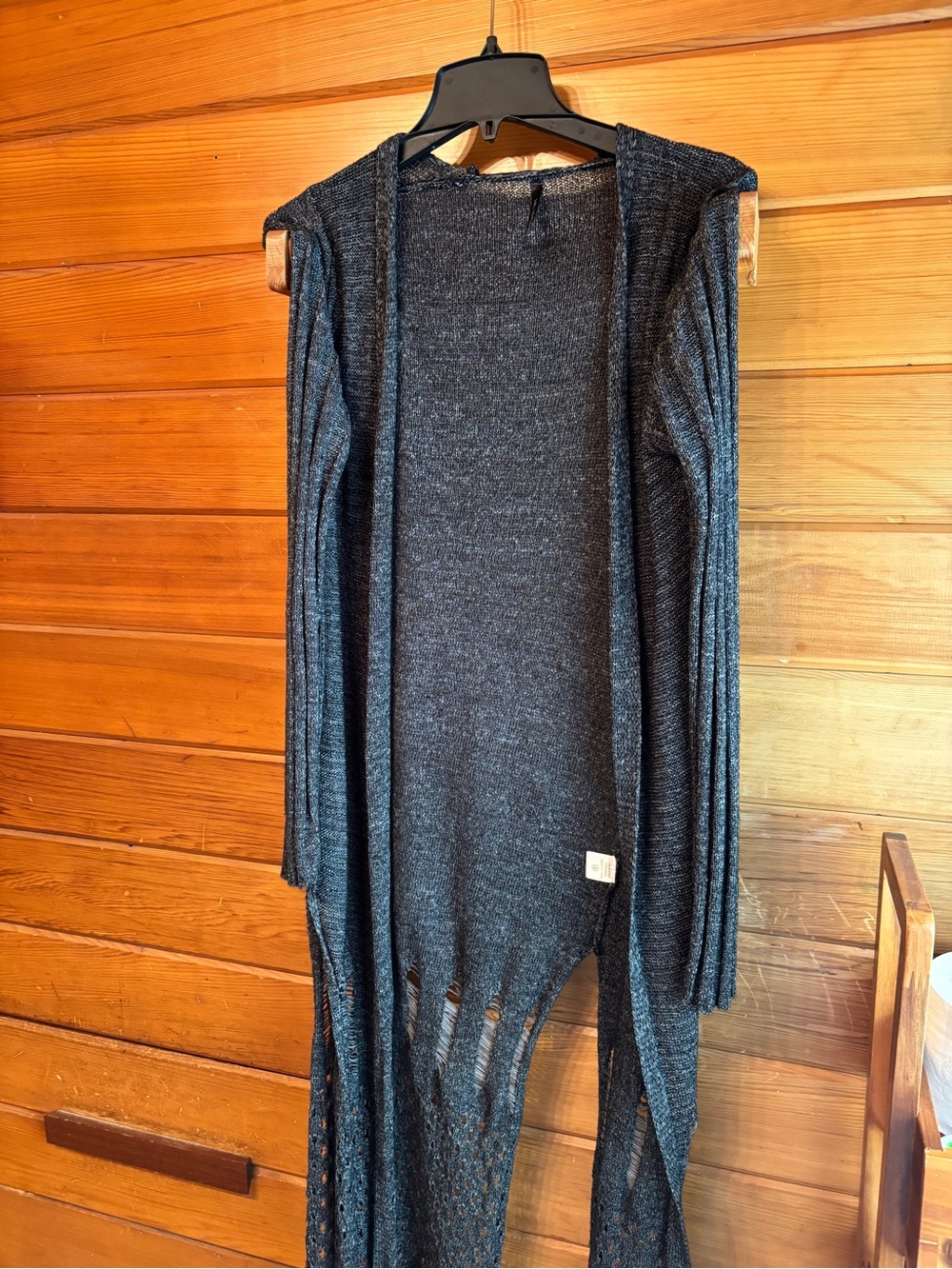 Smell the Roses Dark Charcoal Open-Front Drapey Cardigan